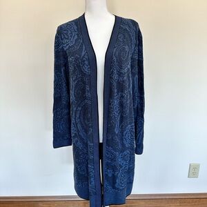 Chico's Dark Blue Patterned Cardigan